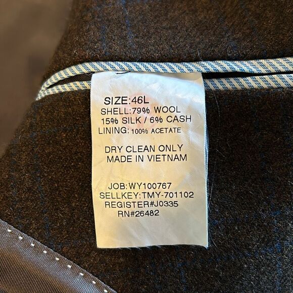 Tommy Hilfiger Mens Brown With Blue Windowpane Sport Coat - Picture 5 of 5